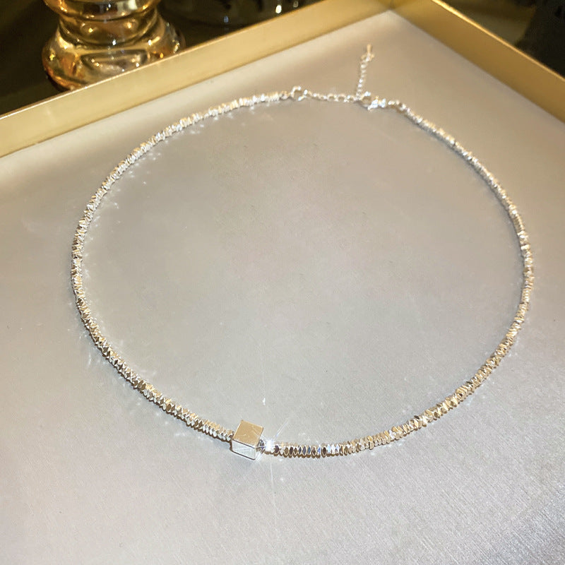 Broken Silver Geometric Necklace Cn0024