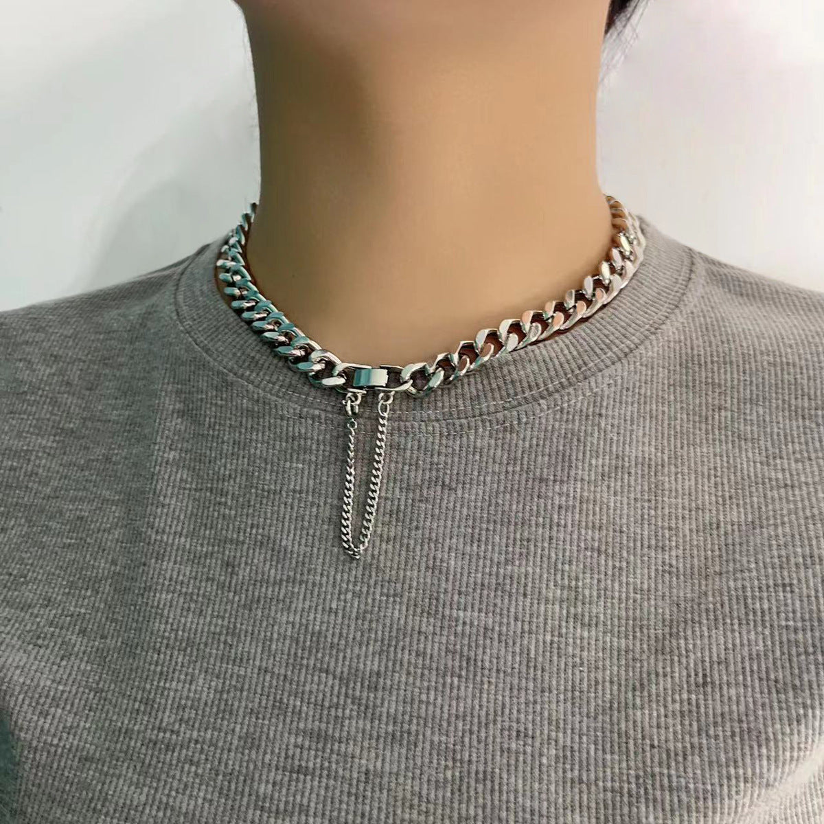 Titanium Steel Zircon Cross Necklace Cn0074