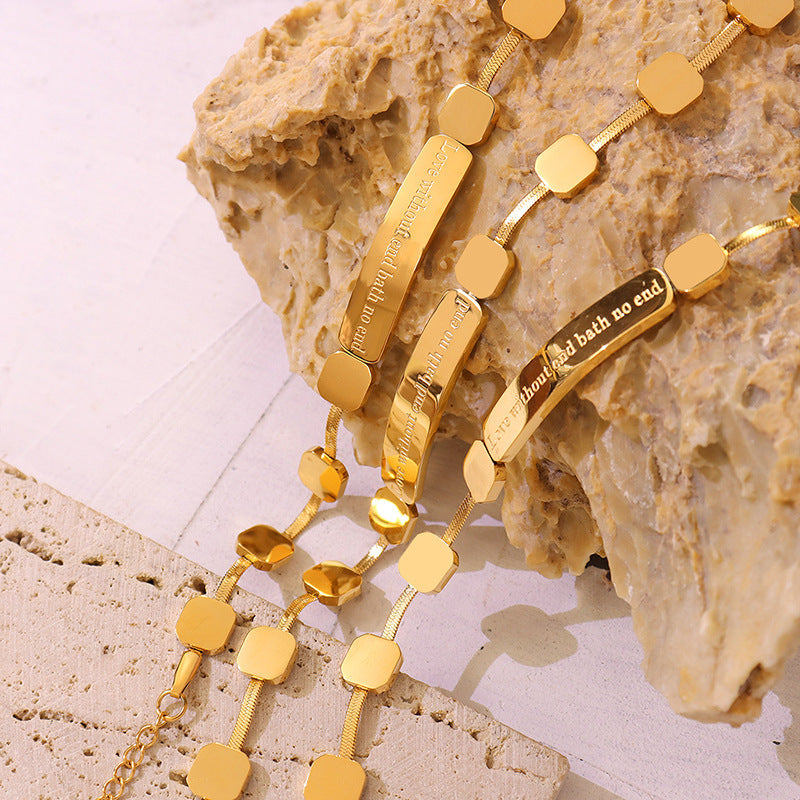 French Style High-Grade English Letter Lettering Titanium Steel Bracelet