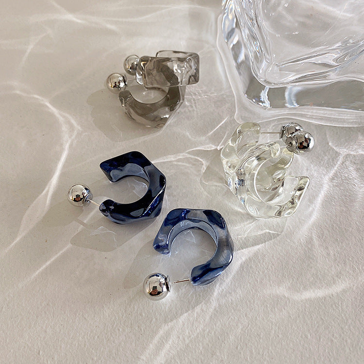 Geometric C- Shaped Eardrop Earring Cn0033