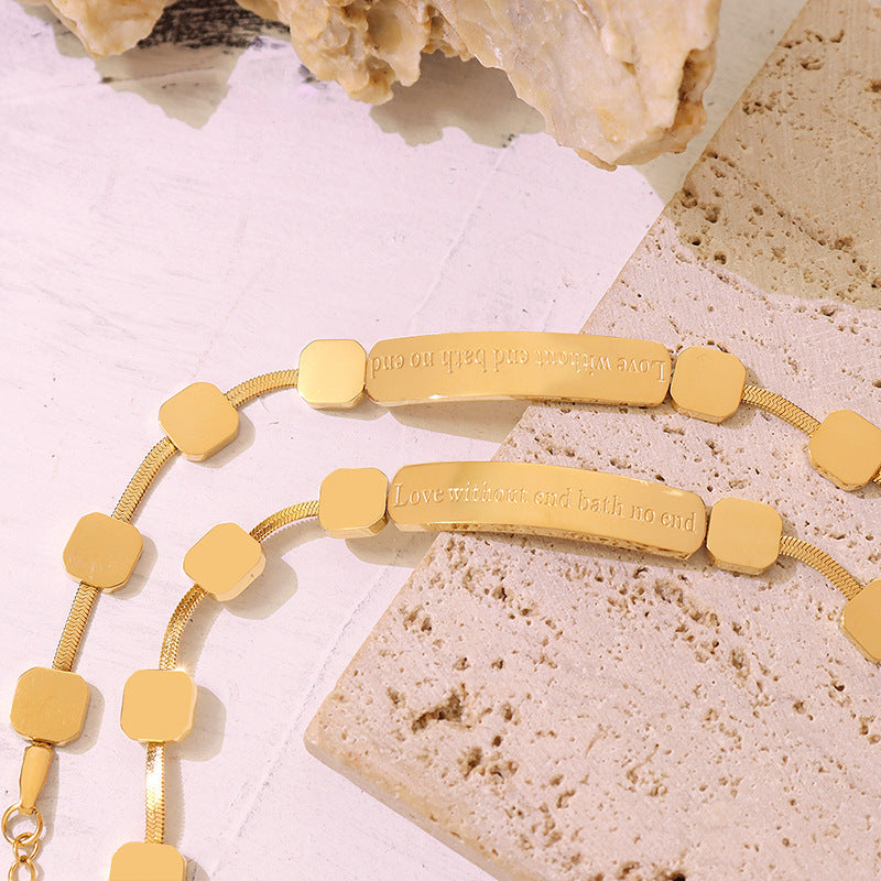 French Style High-Grade English Letter Lettering Titanium Steel Bracelet