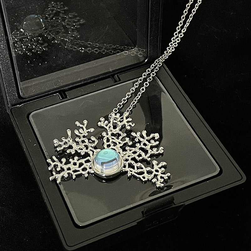 Moonstone Necklace Gem Coral Clavicle Chain Cn0009