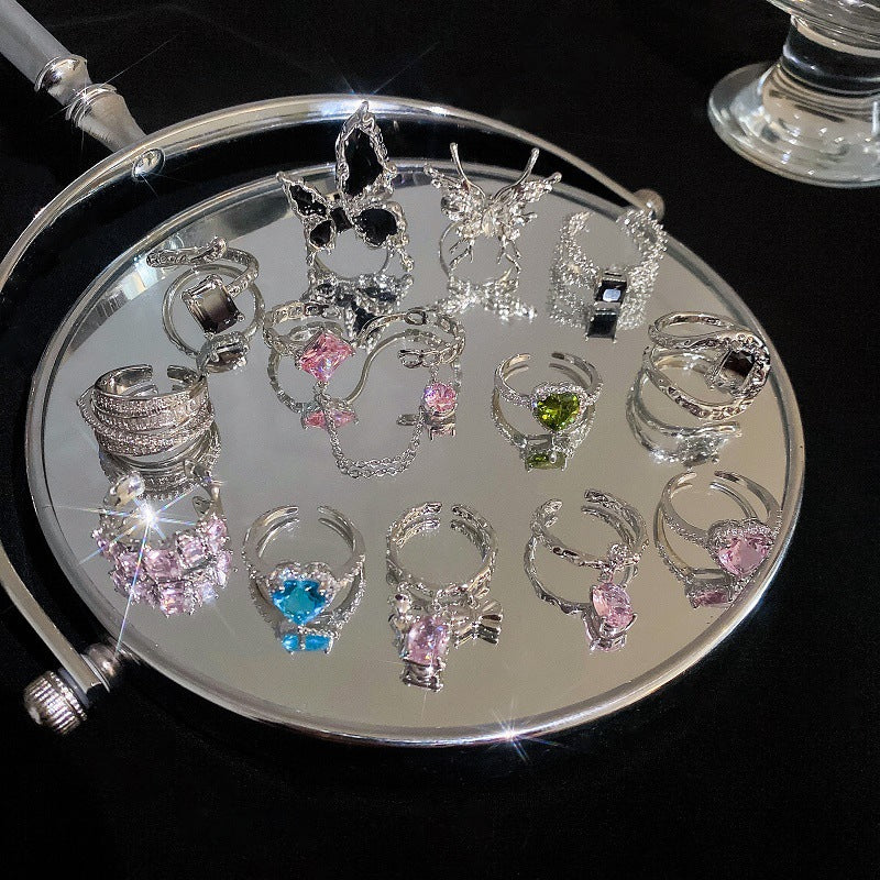 Zircon with Diamond Heart-Shaped Open Ring Cn0021