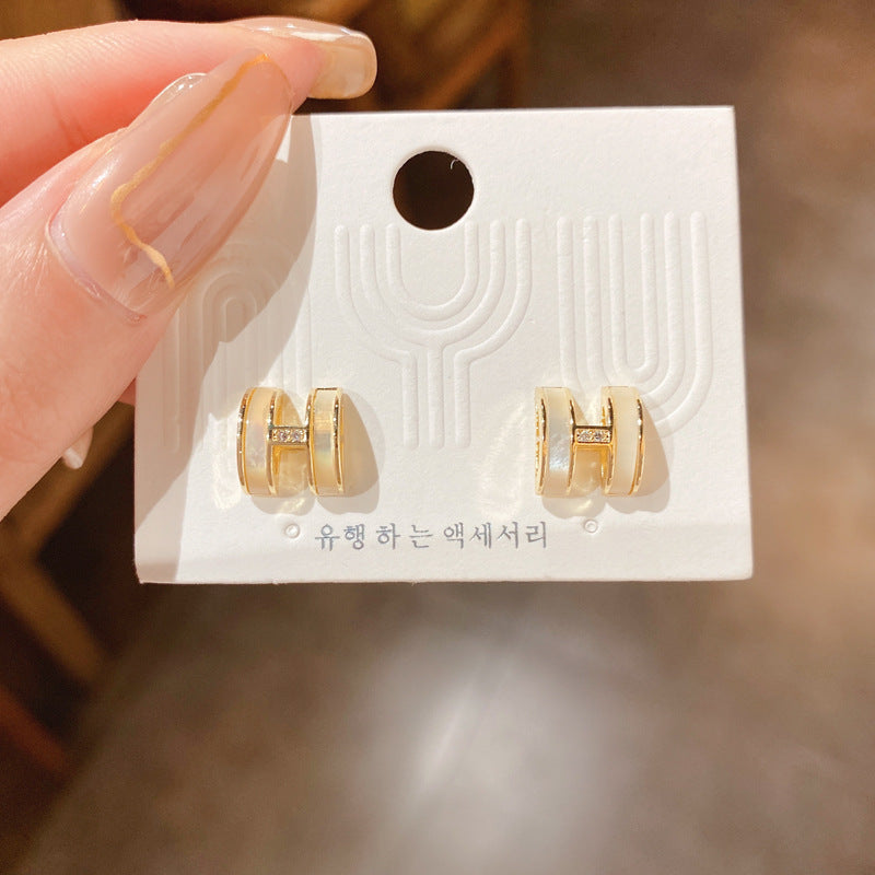 Zircon with Diamond Alphabet Letter Earrings Cn0045