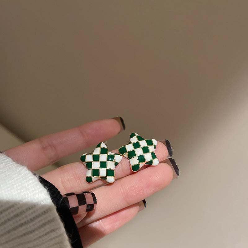 Vintage Green Heart Earrings Cn0044