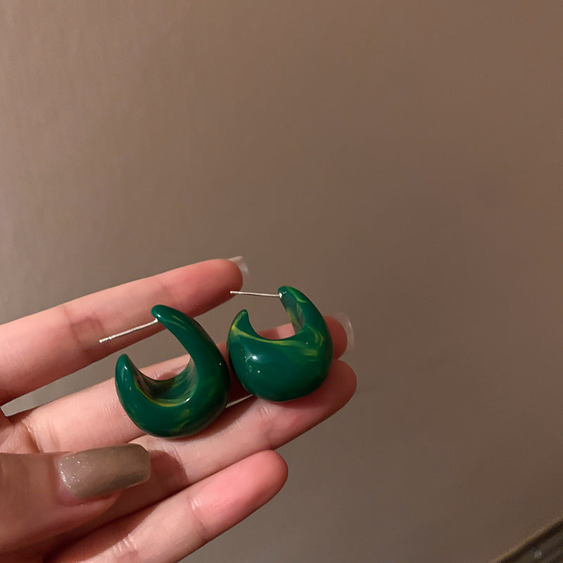 Vintage Green Heart Earrings Cn0044