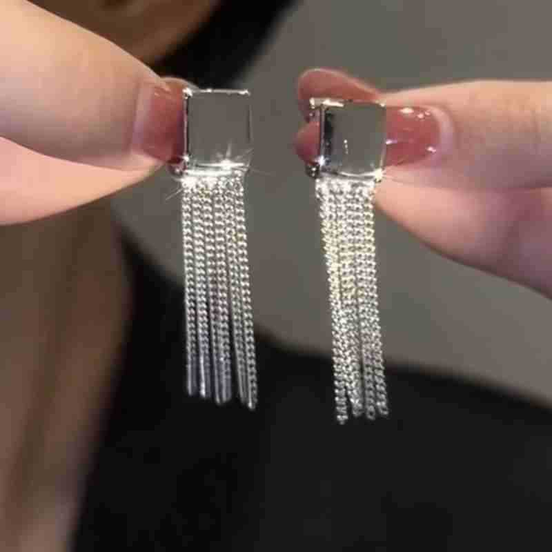Chain Tassel Earrings Simple Temperament Ear Clip