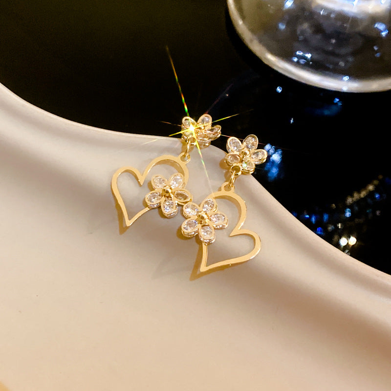 Silver Needle Flower Earrings Cn0020