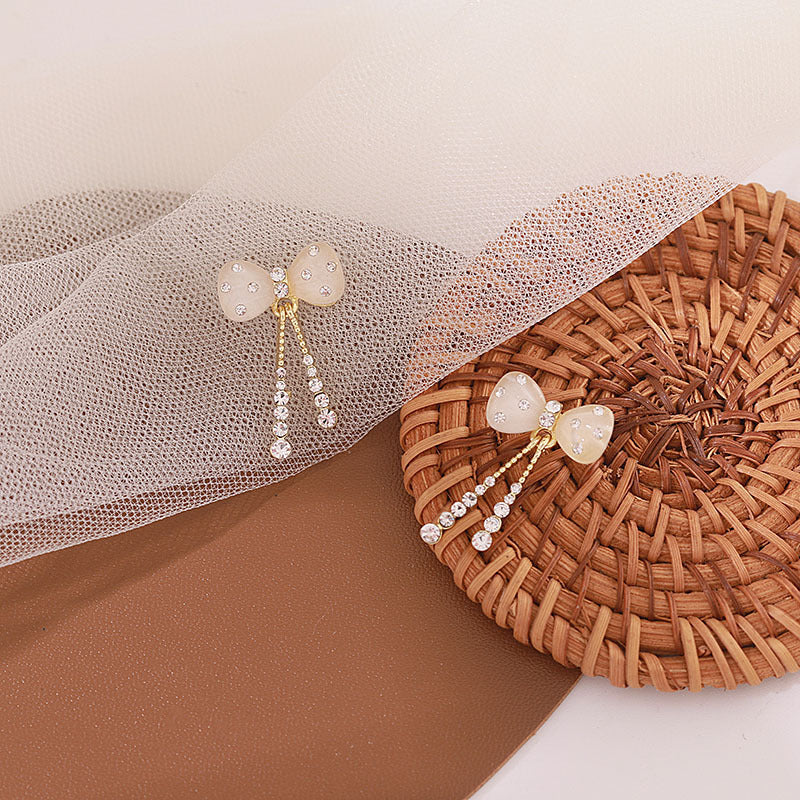 Bowknot Cat Eye Diamond High-Grade Light Luxury Temperament Ear Studs