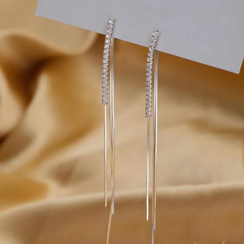 Shiny Diamond Tassel Hanging Earrings Cn0221