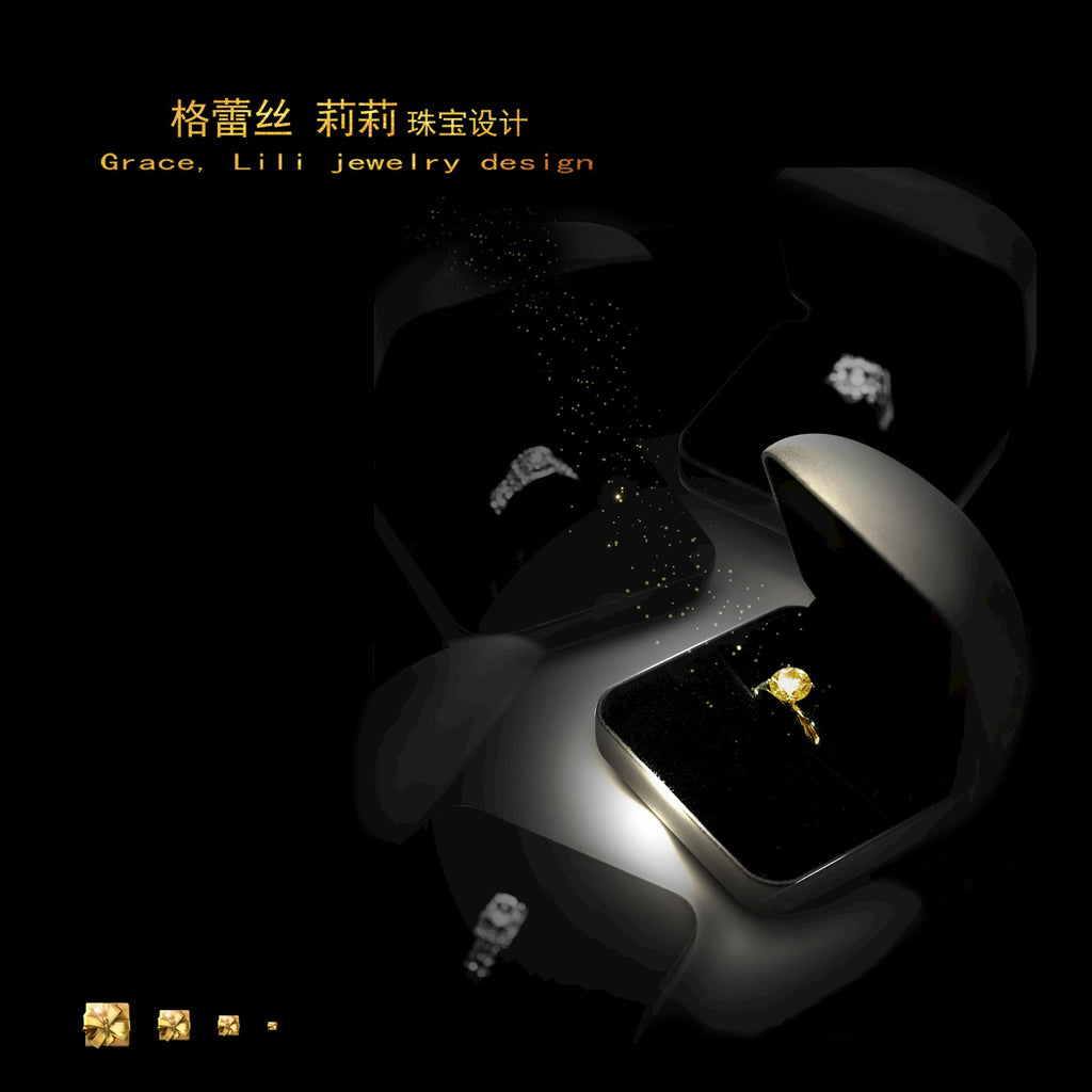 Rose Light Pink Colored Gems Two-Piece Set Necklace Ring