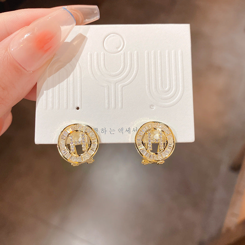 Zircon with Diamond Alphabet Letter Earrings Cn0045