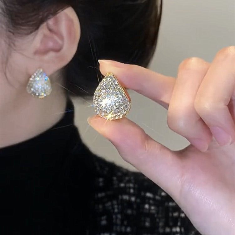 Diamond Water Drop Earrings Ear Clip Geometric Earrings