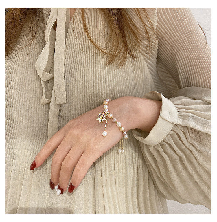 Xiaoqing Xinwei Inlaid Zircon SUNFLOWER Pendant Bracelet Bracelet Mori Style Bracelet