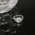 Irregular Pleated Open Ring Moonstone Gemstone Bracelet Set CN0005