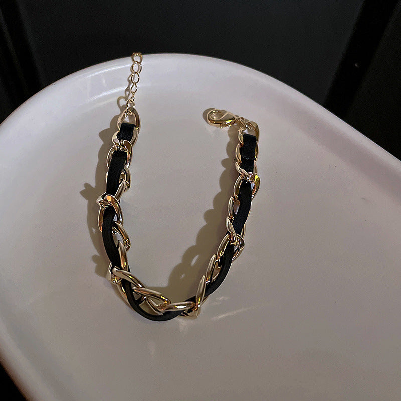 Braccialetto a catena in pelle semplice moda