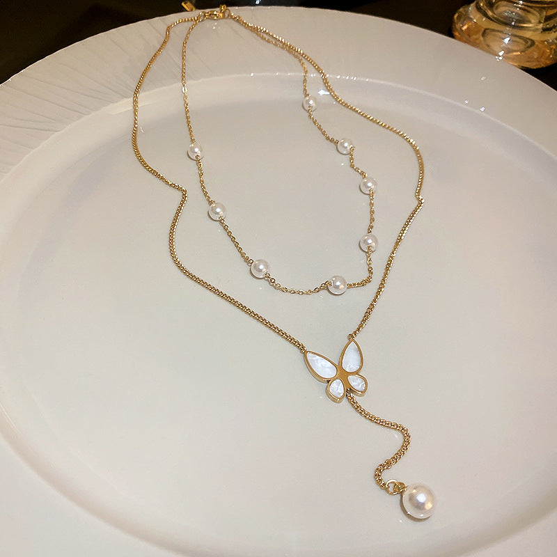 Titanium Steel Emerald Zircon Geometric Necklace Cn0057