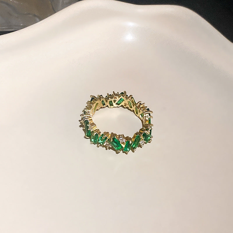 Emerald Zircon Stitching Ring Cn0015