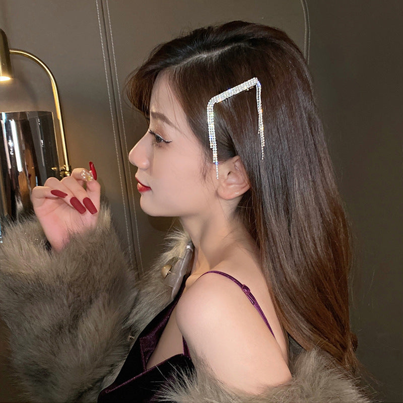 rhinestone tassel hairpin clip hairware