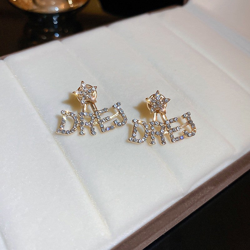 Zircon with Diamond Alphabet Letter Earrings Cn0045