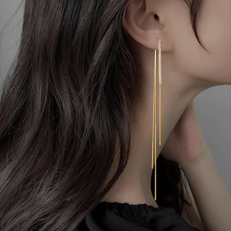 Shiny Diamond Tassel Hanging Earrings Cn0221
