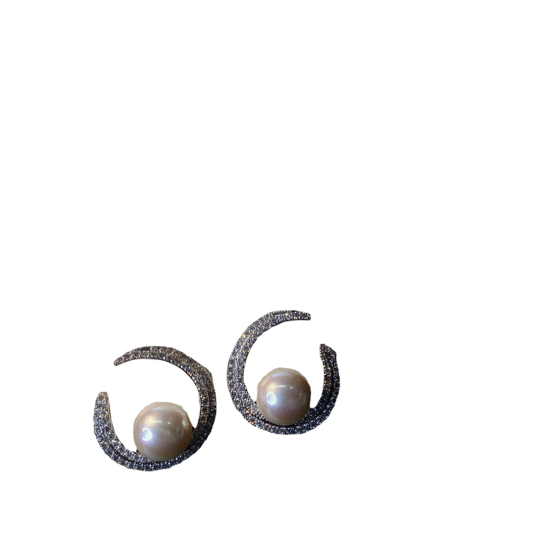 گوشواره میخی جدید Micro Rhinestone Moon Shape