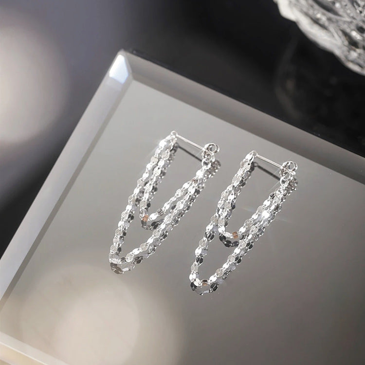 특별 관심 디자인 금속 립 체인 이중 술 귀걸이