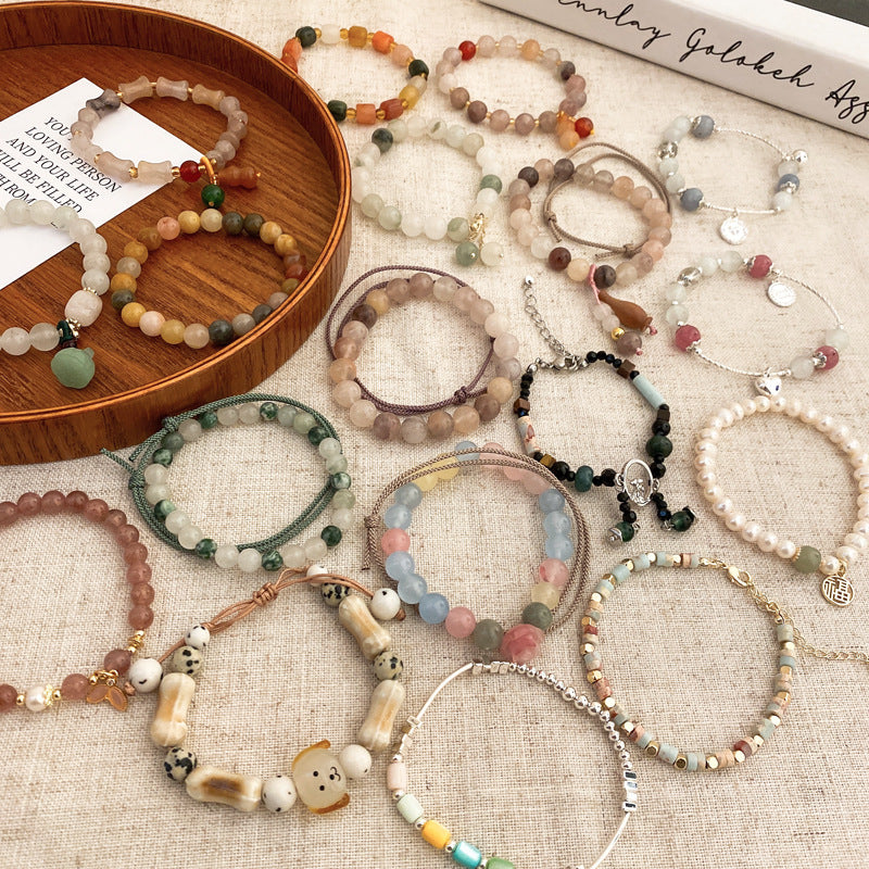 Round Beads Jade Elastic String Bracelet Cn0054