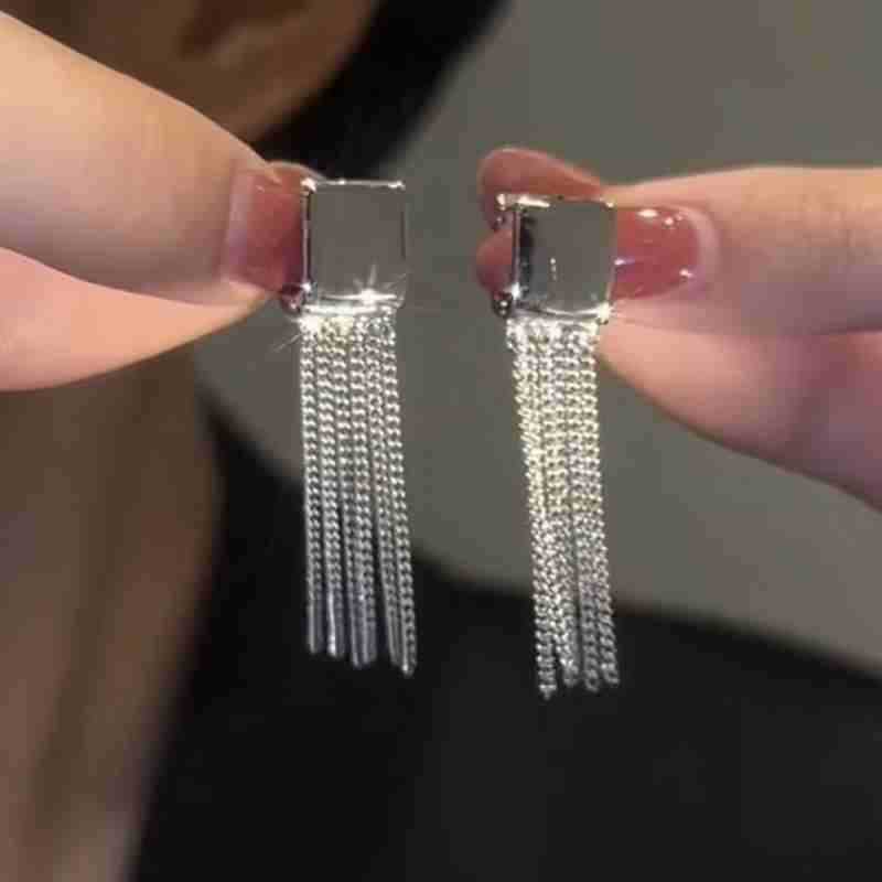 Chain Tassel Earrings Simple Temperament Ear Clip