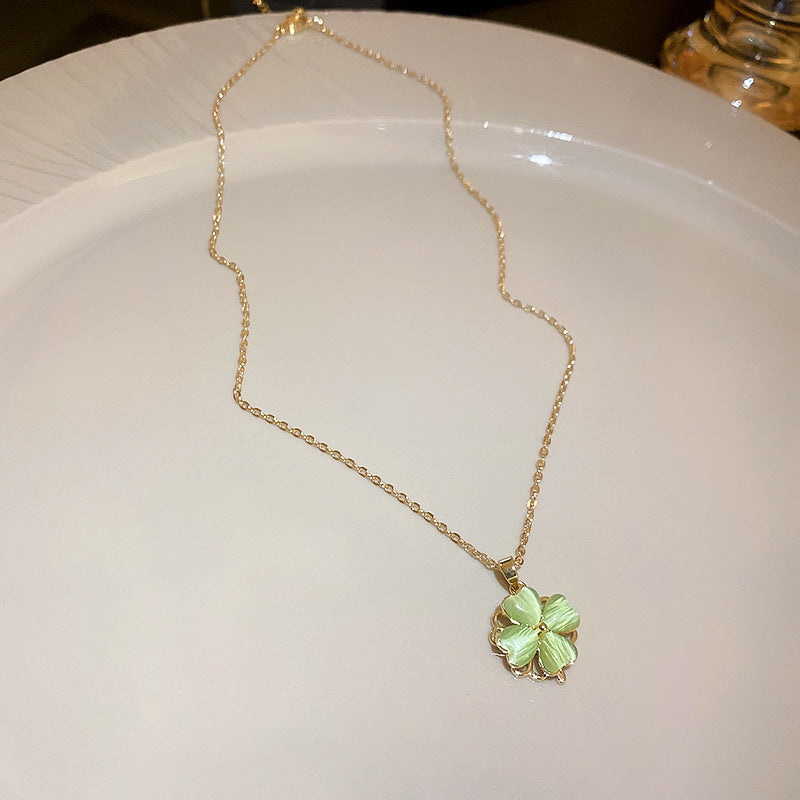 Titanium Steel Emerald Zircon Geometric Necklace Cn0057