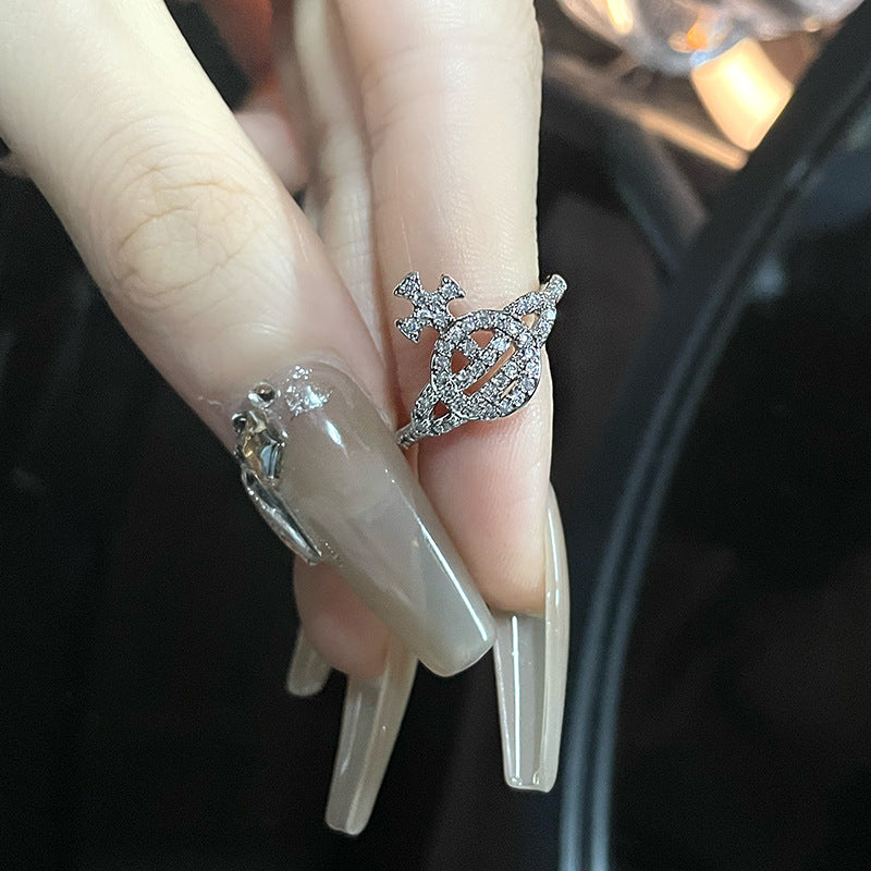 Geometric Diamond Open-End Zircon Ring CN0007