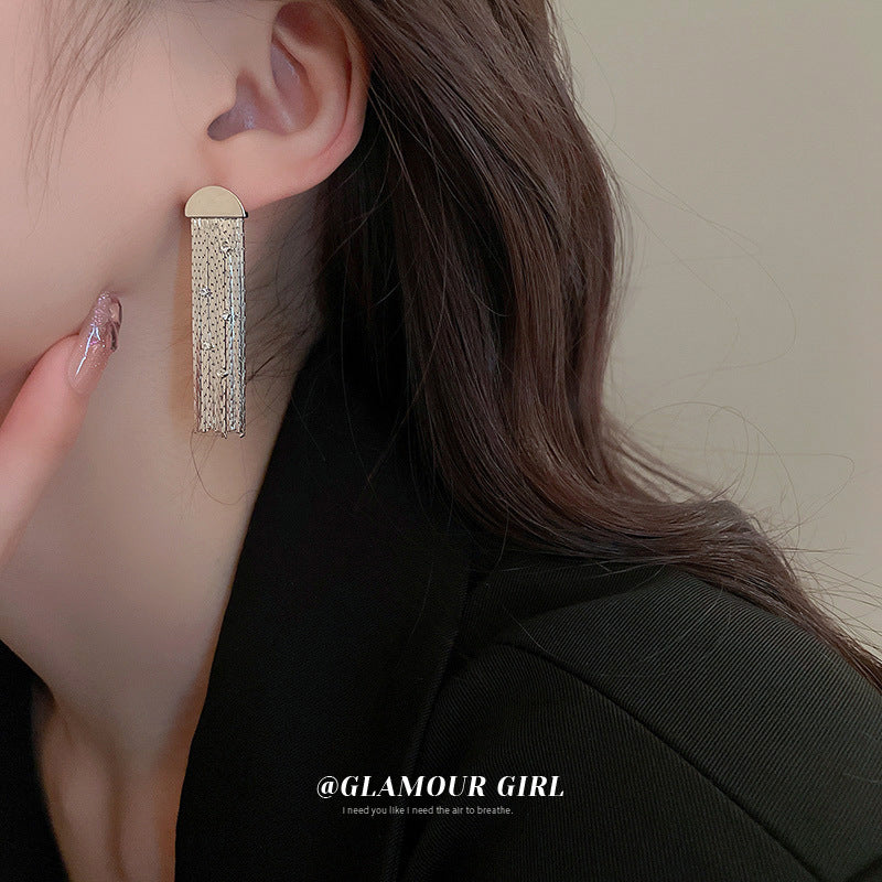 Diamond Jellyfish Semicircle Tassel Earrings