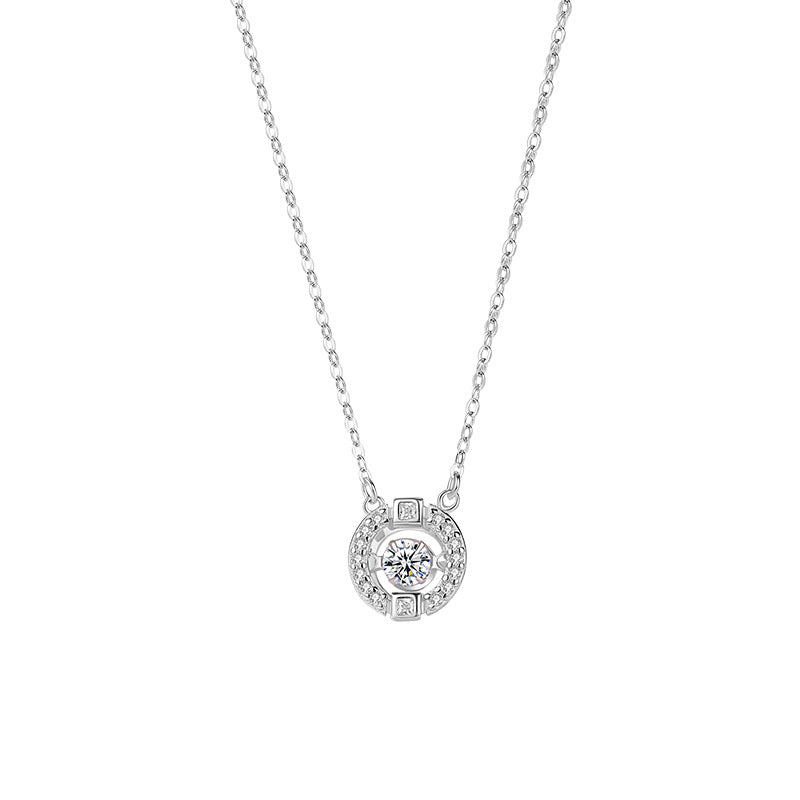 All-Match Smart Crystal Pendant round Geometric Crown Clavicle Chain