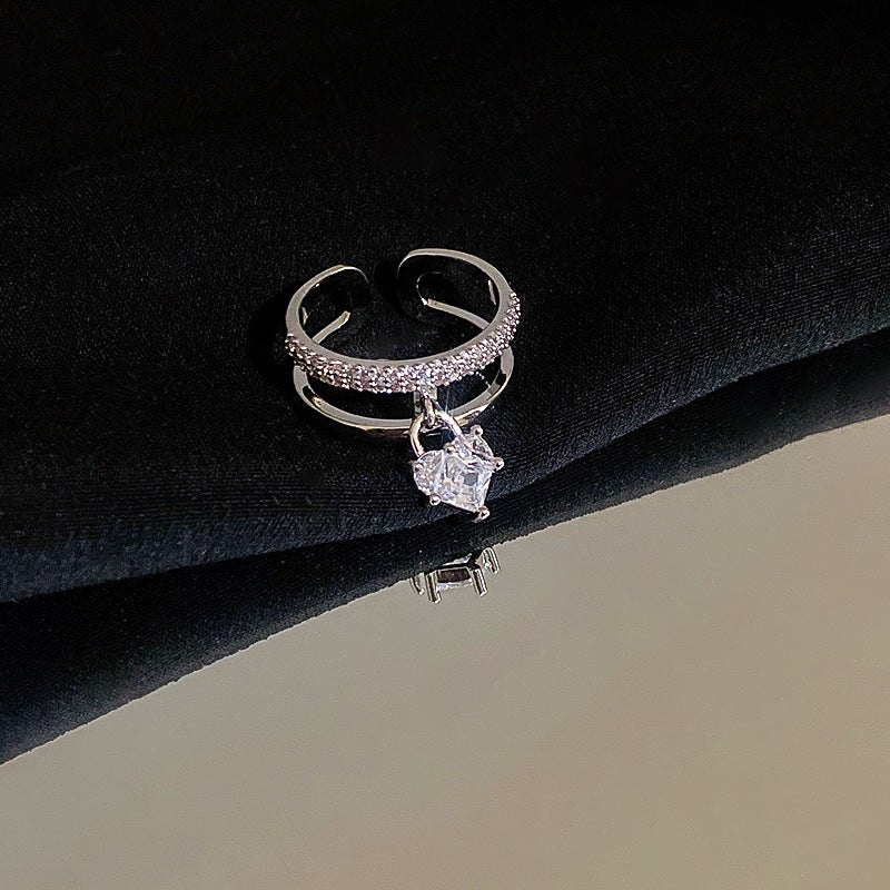 Heart-Shaped Zircon Geometric Open Ring Cn0046