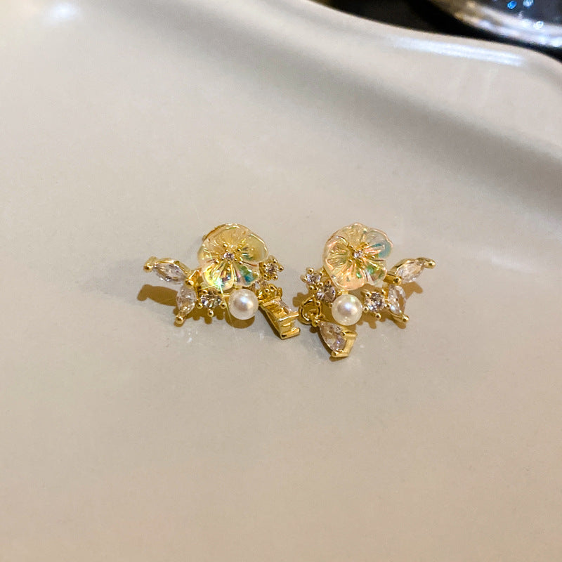 Silver Needle Flower Earrings Cn0020