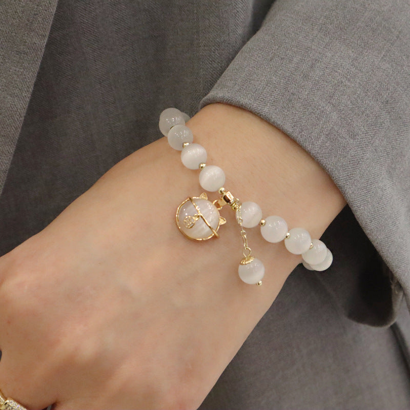 Opal Crystal lucky cat bracelet for women