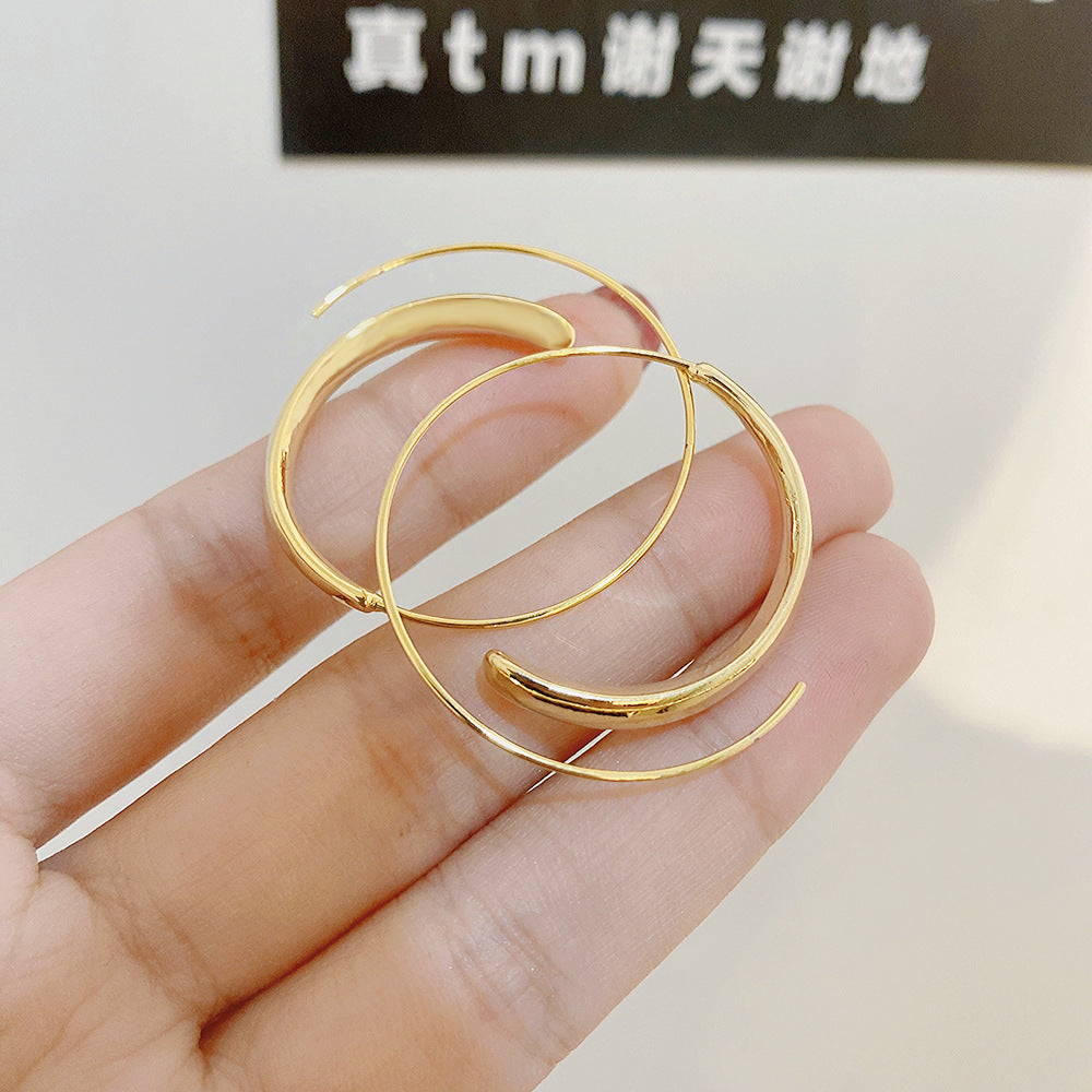 Spiral Eardrop Earring bulat Mode Kembali Metalik