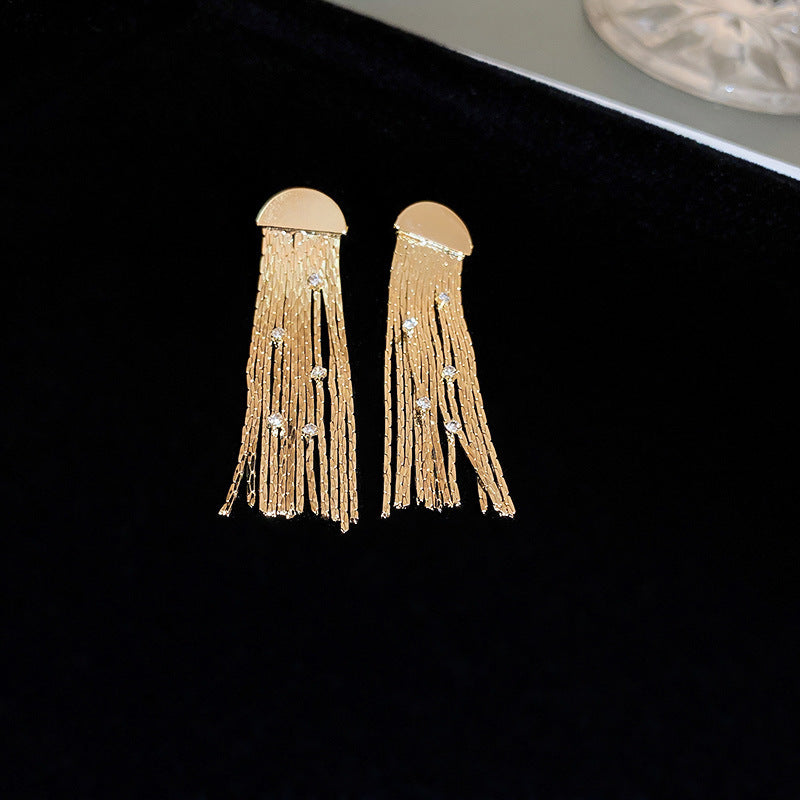 Diamond Jellyfish Semicircle Tassel Earrings