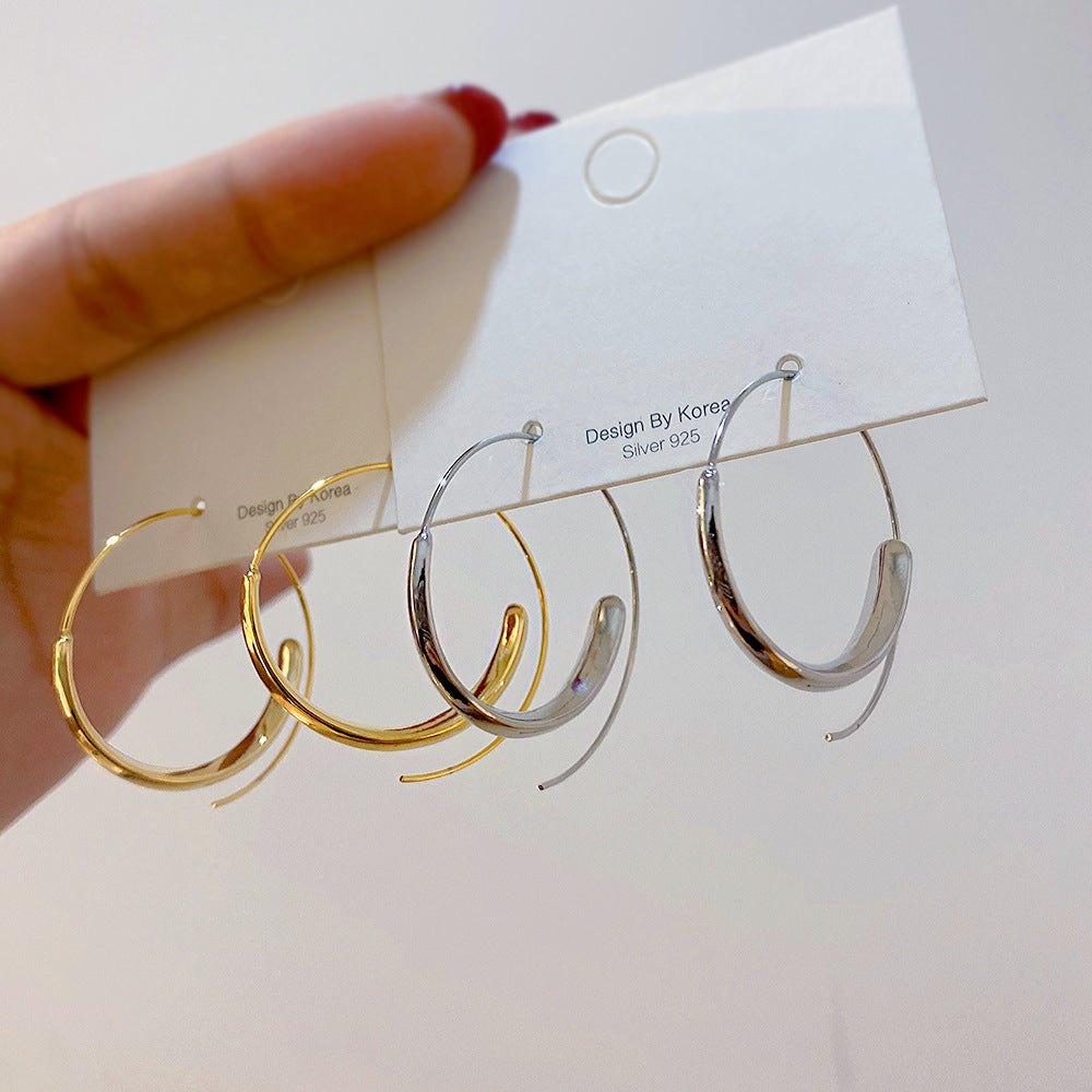 Spiral Eardrop Earring bulat Mode Kembali Metalik