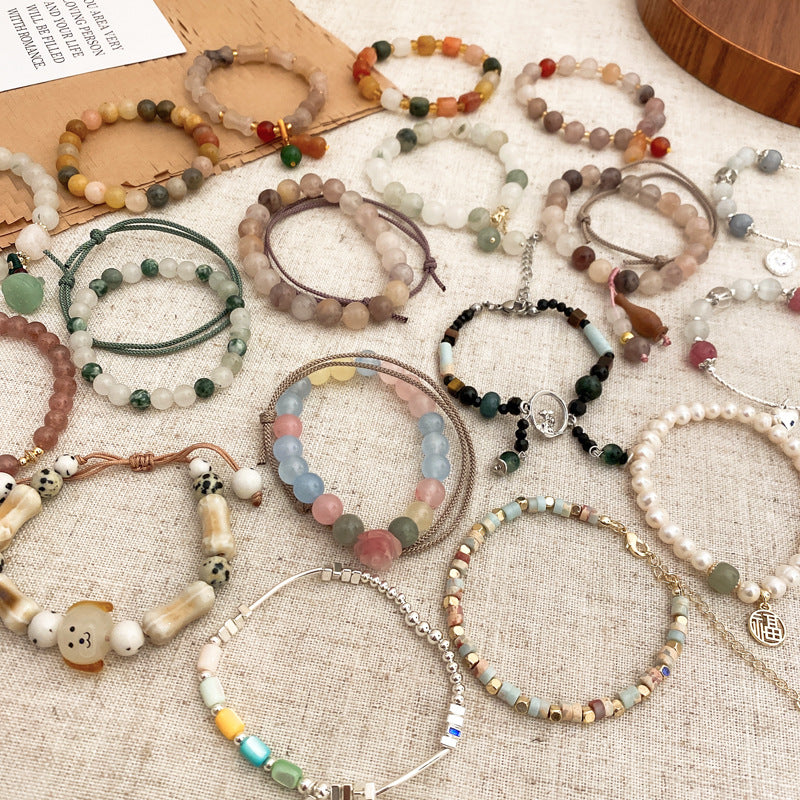 Round Beads Jade Elastic String Bracelet Cn0054