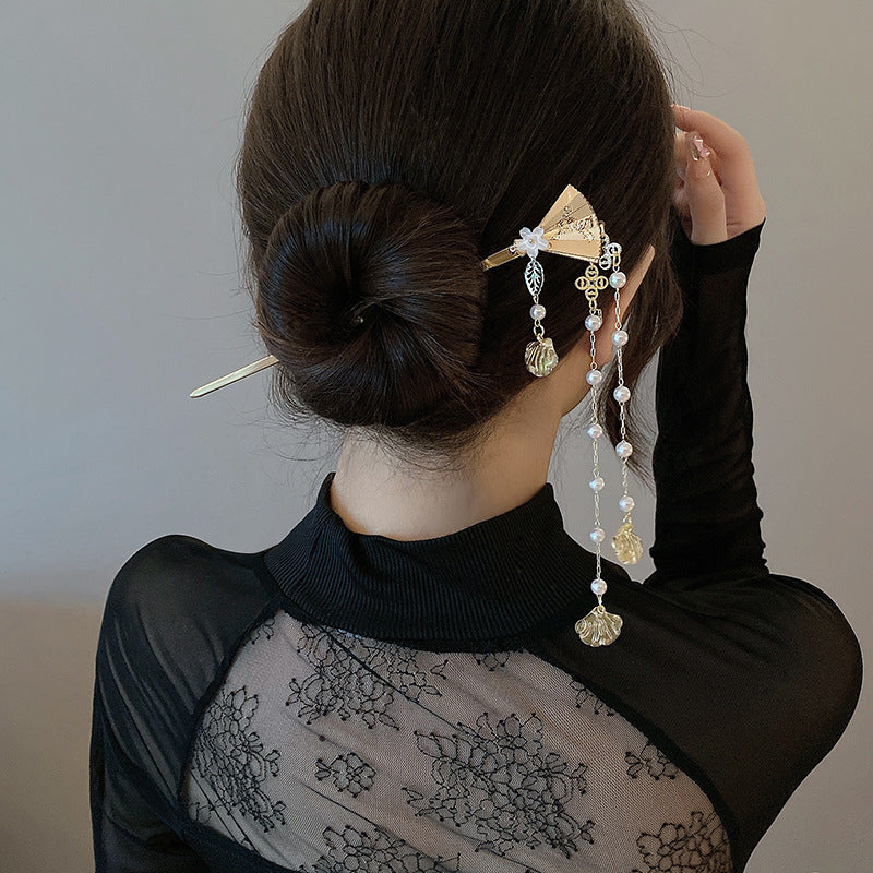 Antique Style Swing Hairpin Fan Tassel Hairpin