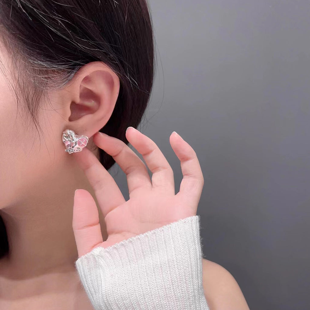 Diamond Love Heart Stud Earrings Cn0072