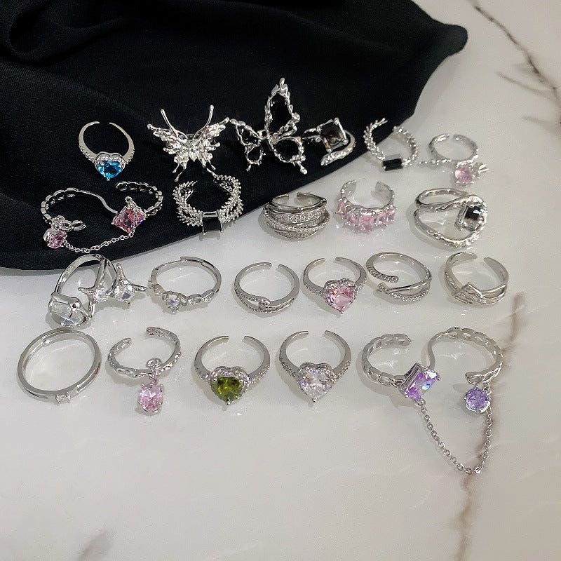 Zircon with Diamond Heart-Shaped Open Ring Cn0021