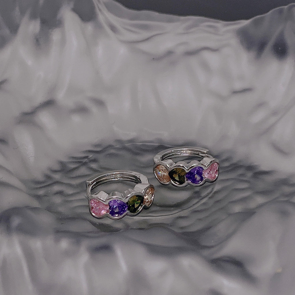 Color Serial Loving Heart Zircon Ear Clip Cn0073