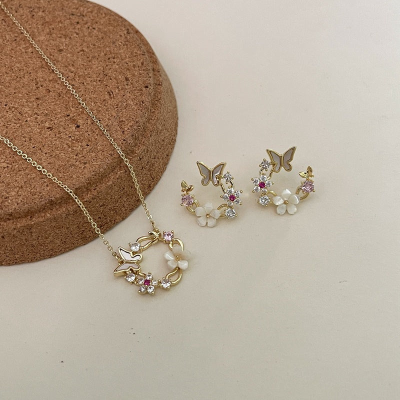 گوشواره گردنبند بدلیجات گل پروانه صدفی