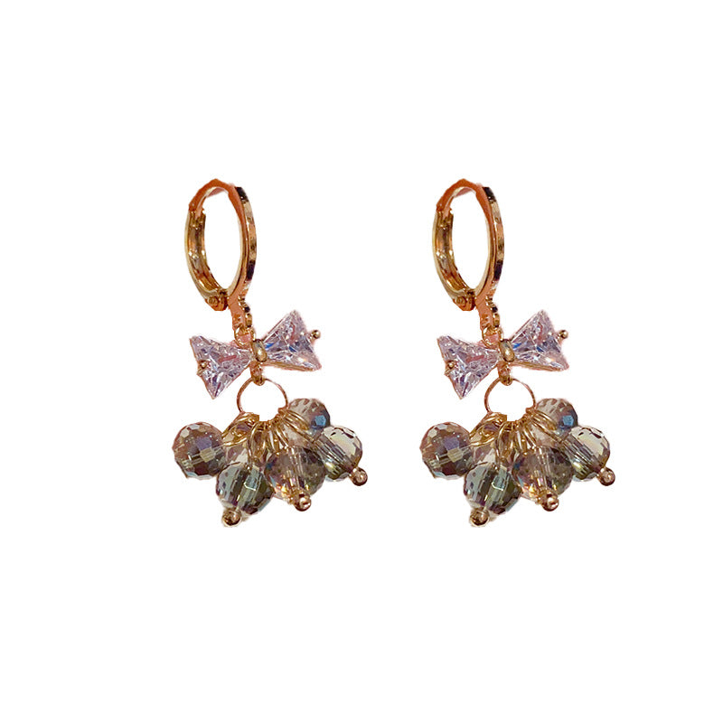 Super Fairy Zirkon Busur Klip Telinga Rumbai Kristal