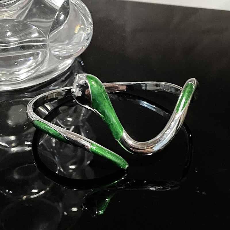 Enamel Snake Zircon Irregular Open-Ended Bracelet Cn0061