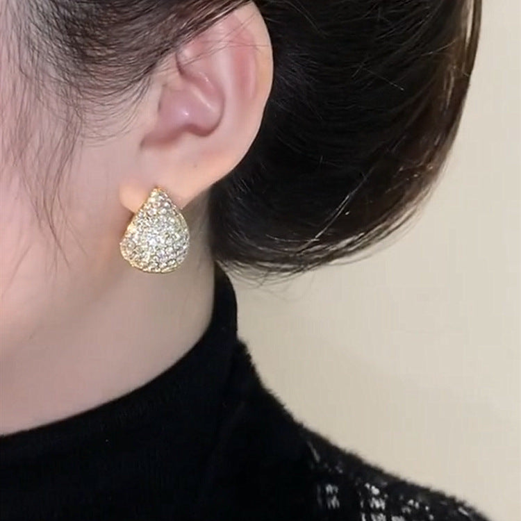 Diamond Water Drop Earrings Ear Clip Geometric Earrings
