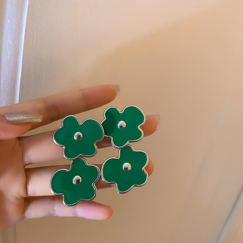 Vintage Green Heart Earrings Cn0044