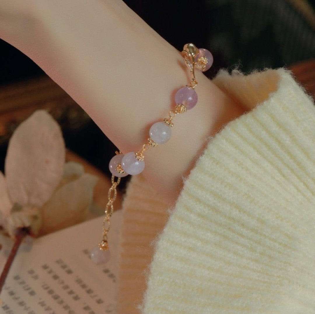 Natural amethyst beaded rose bracelet